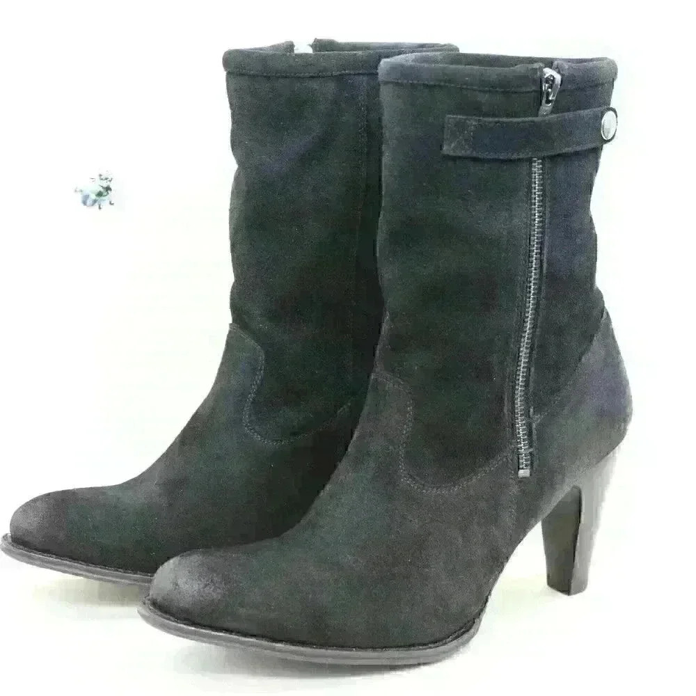 Sendra 10603 Cortez Women's Black Suede Leather With Shearling Boots Size US 10